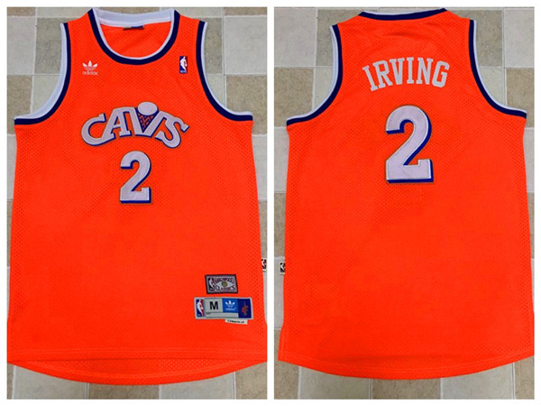 2017 NBA Cleveland Cavaliers #2 Kyrie Irving Orange Throwback Jerseys->golden state warriors->NBA Jersey